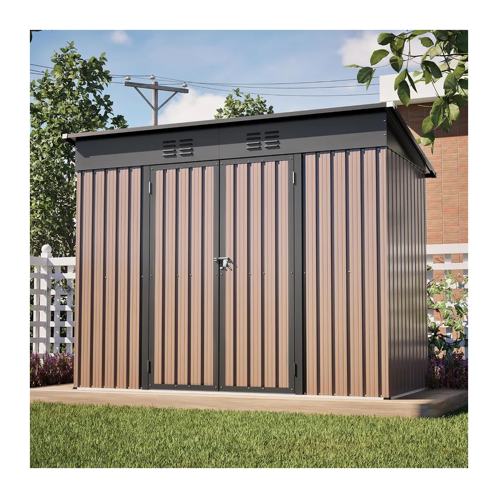 Abri de jardin en métal 8x4 pieds avec cadre de fondation stable, abris de jardin