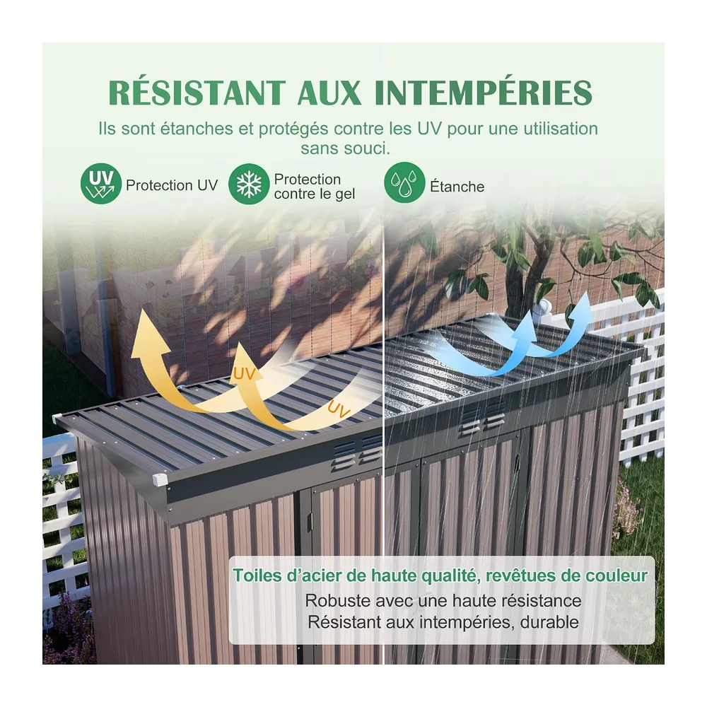 Abri de jardin en métal 8x4 pieds avec cadre de fondation stable, abris de jardin