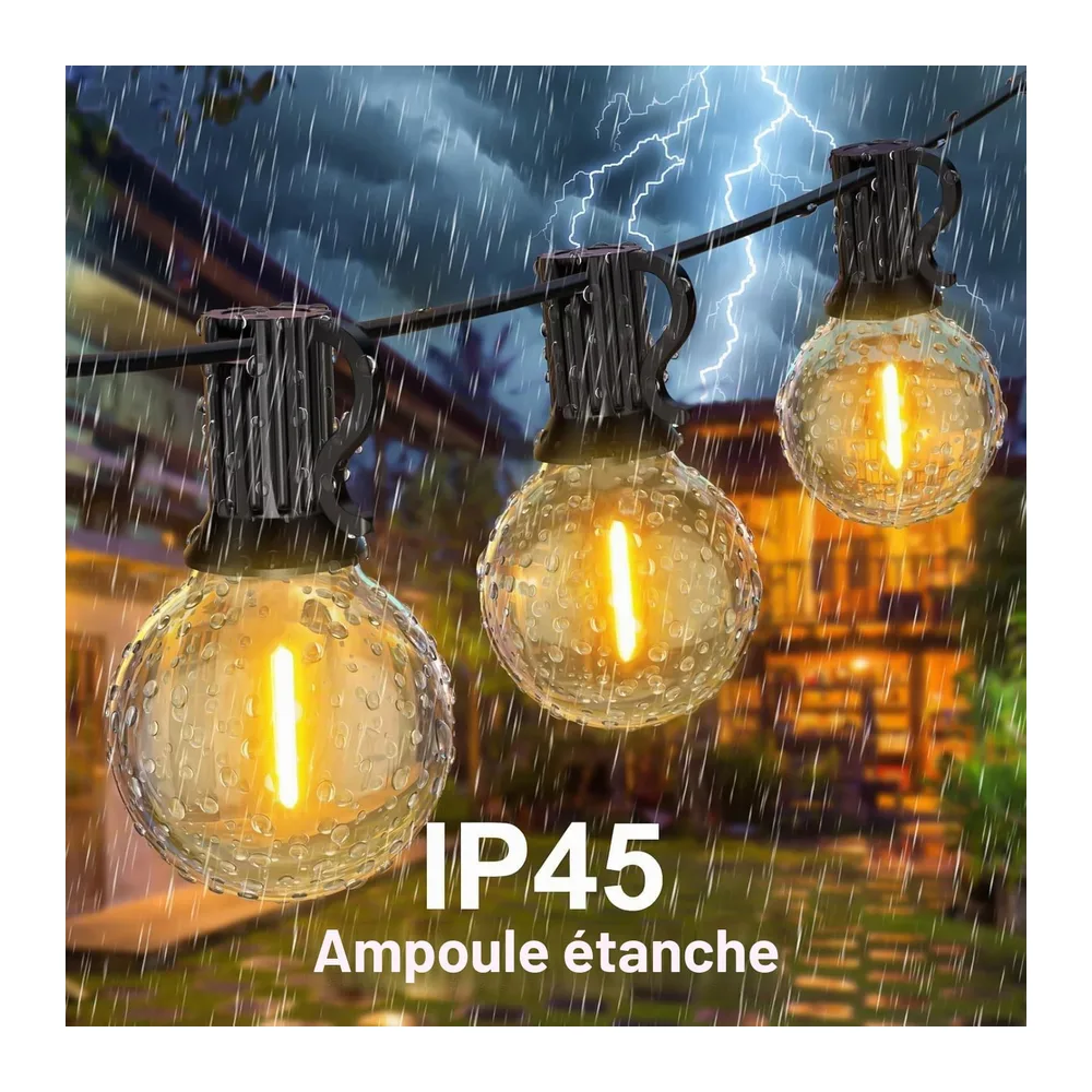 Guirlande Lumineuse Exterieure 61M avec 100+4 Ampoules Imperméable