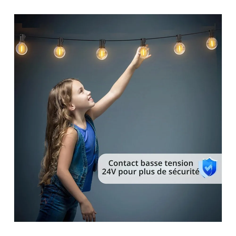 Guirlande Lumineuse Exterieure 61M avec 100+4 Ampoules Imperméable