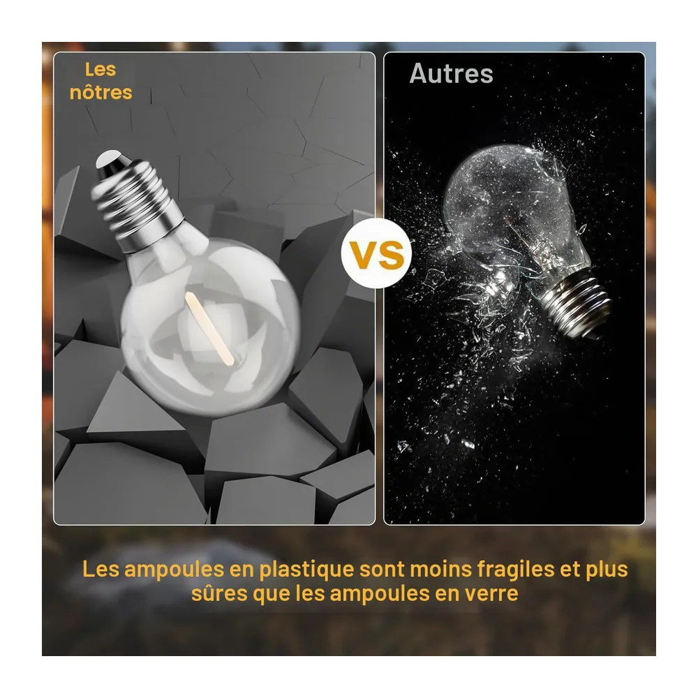 Guirlande Lumineuse Exterieure 61M avec 100+4 Ampoules Imperméable