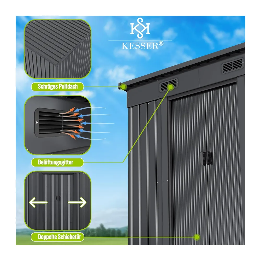 KESSER - Abri de jardin en métal de 4 m³ avec fondation