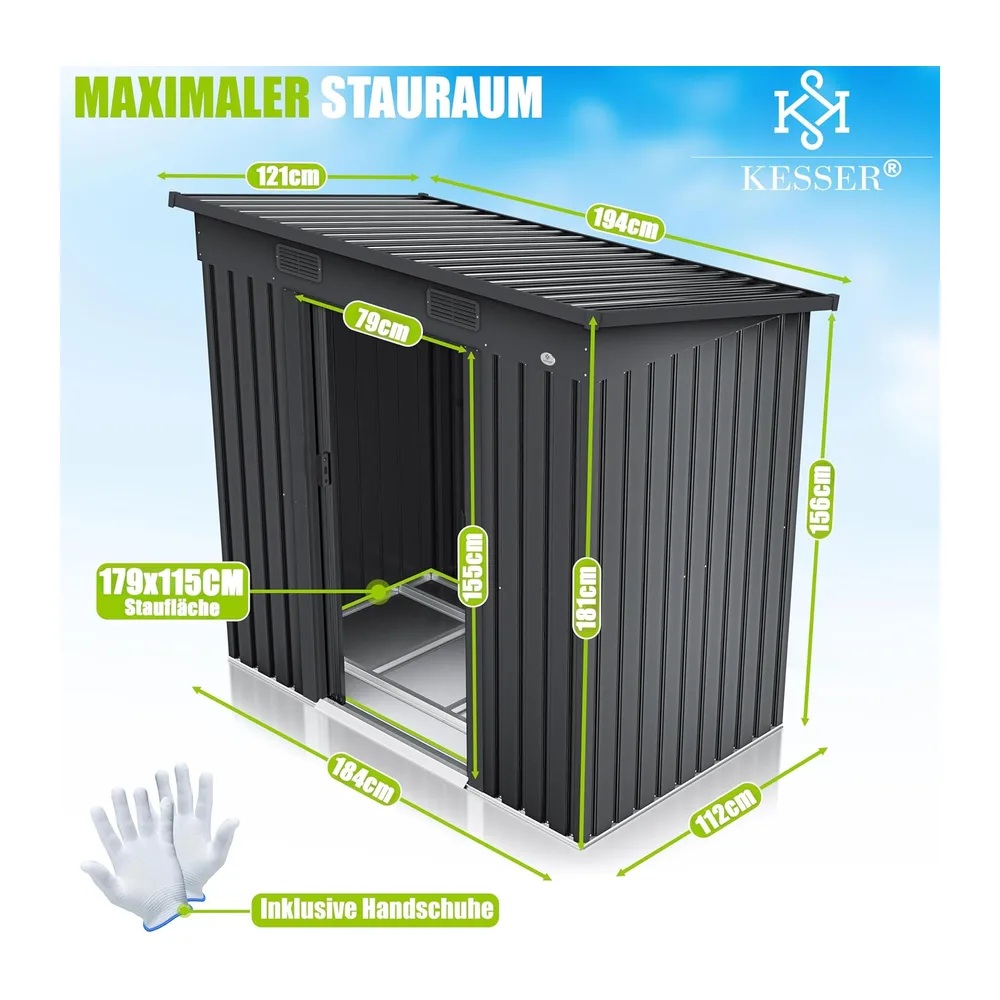 KESSER - Abri de jardin en métal de 4 m³ avec fondation