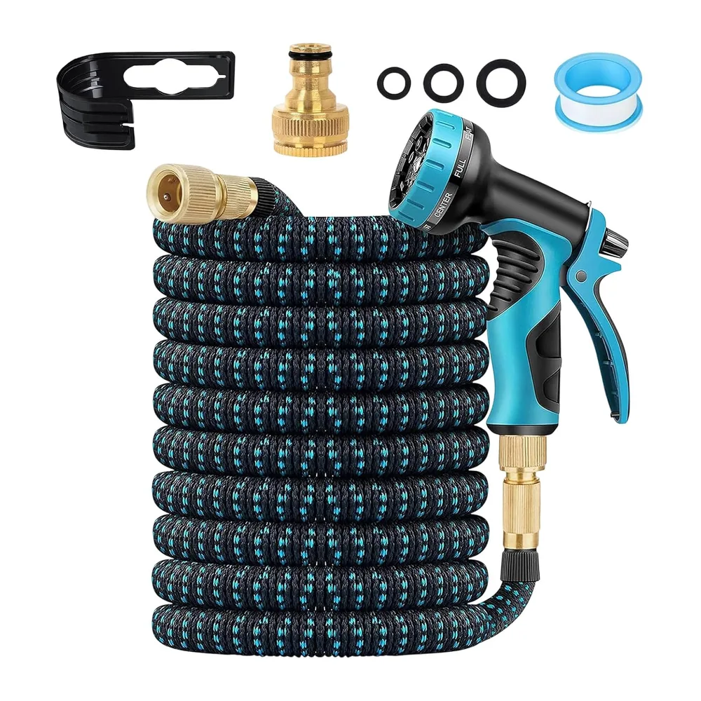 Tuyau Arrosage Extensible 15M, Tuyaux D'arrosage Embout 10 Modes Pistolet, 3/4" 1/2"