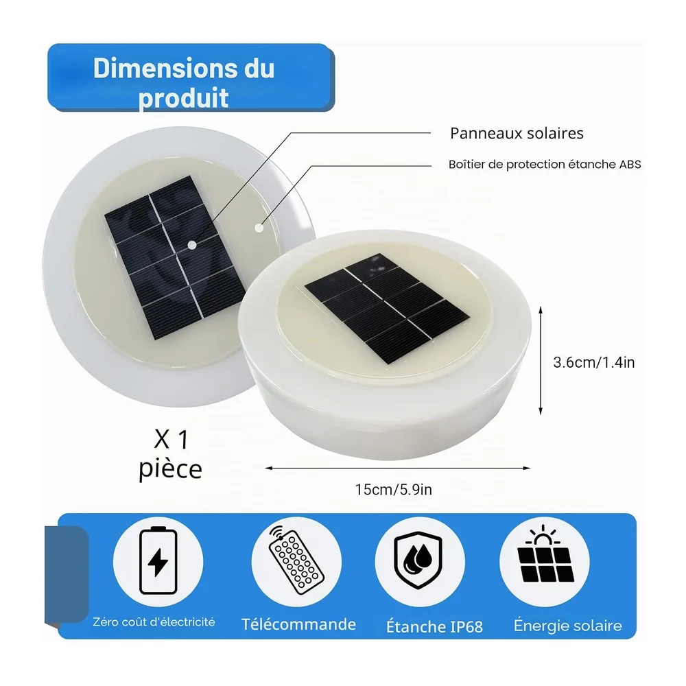 Lumière Piscine Flottante Solaire, Éclairage Piscine Sous-marin Solaire, Lampes