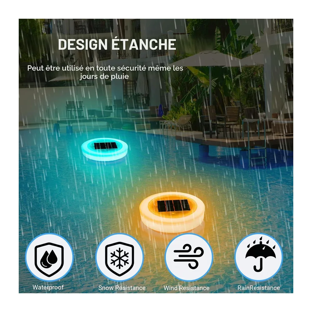 Lumière Piscine Flottante Solaire, Éclairage Piscine Sous-marin Solaire, Lampes