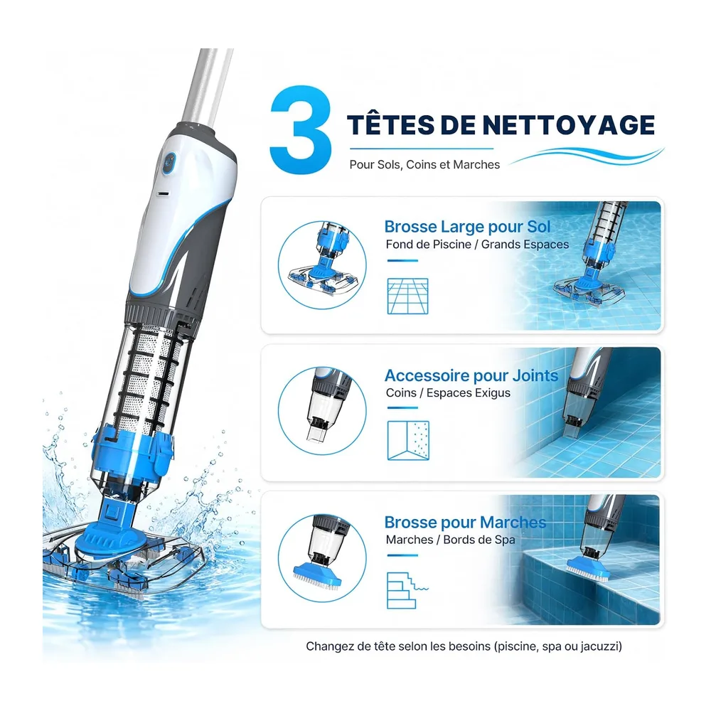 2026 Aspirateur Piscine à Batterie, Aspirateur de Spa sans Fil