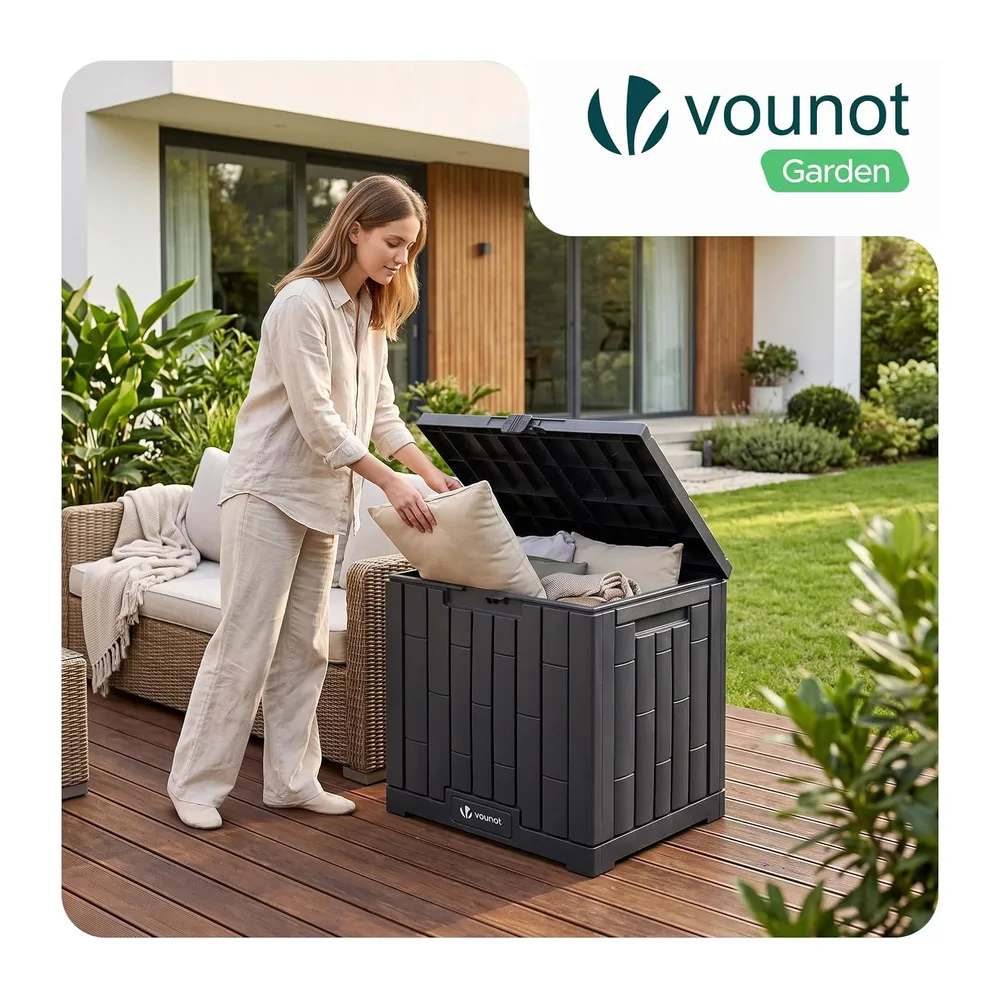 vounot® Coffre de Rangement Extérieur 126L Boîte de Jardin Étanche Anti UV avec