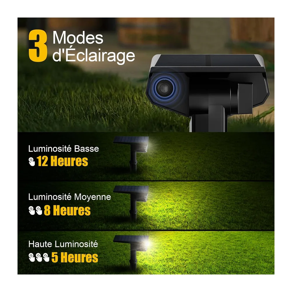 Spot Solaire Exterieur, Lot de 4 Lampe Solaire Exterieur Jardin Puissante, Lumiere