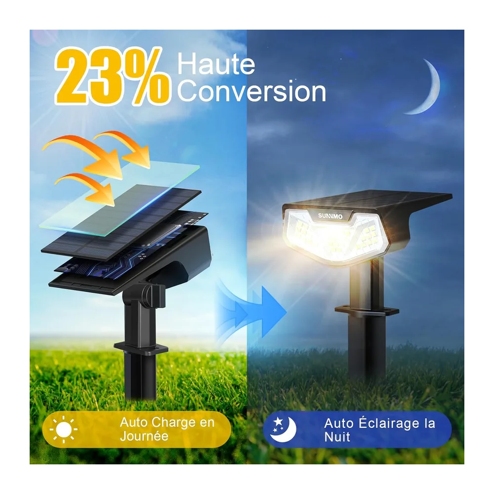 Spot Solaire Exterieur, Lot de 4 Lampe Solaire Exterieur Jardin Puissante, Lumiere