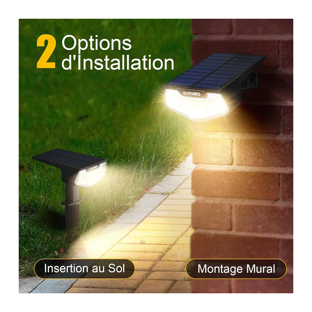 Spot Solaire Exterieur, Lot de 4 Lampe Solaire Exterieur Jardin Puissante, Lumiere