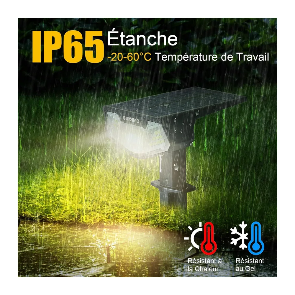 Spot Solaire Exterieur, Lot de 4 Lampe Solaire Exterieur Jardin Puissante, Lumiere