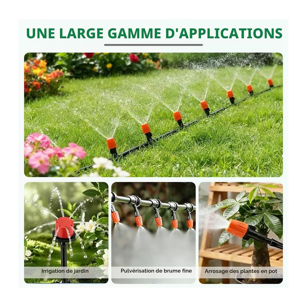 Système d'irrigation Jardin, 340Pcs Kit d'irrigation Goutte, 55m+15m Kit Arrosage