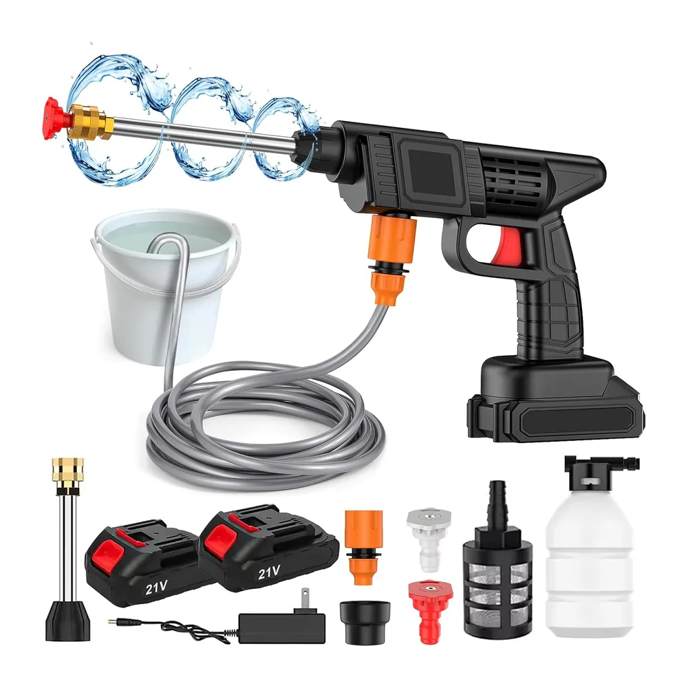 Nettoyeur Haute Pression sans Fil 80 Bar - 2 Batteries Incluses, Buse 6 en 1 Réglable et