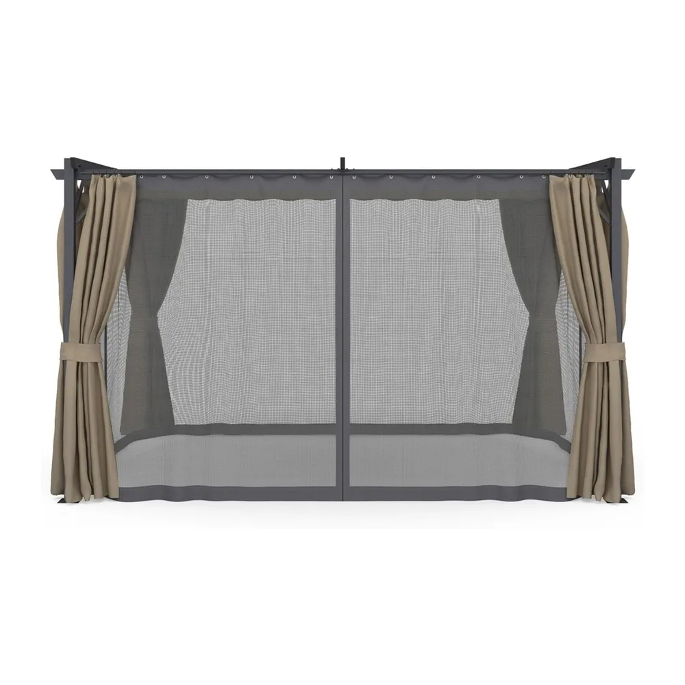 IDMarket - Pergola moustiquaire Toit rétractable 3x4 M et 4 Rideaux