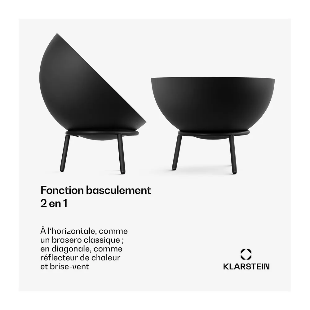 blumfeldt Fireball 66 cm Brasero - Brasero en Acier avec Design 2-en-1 inclinable, Acier