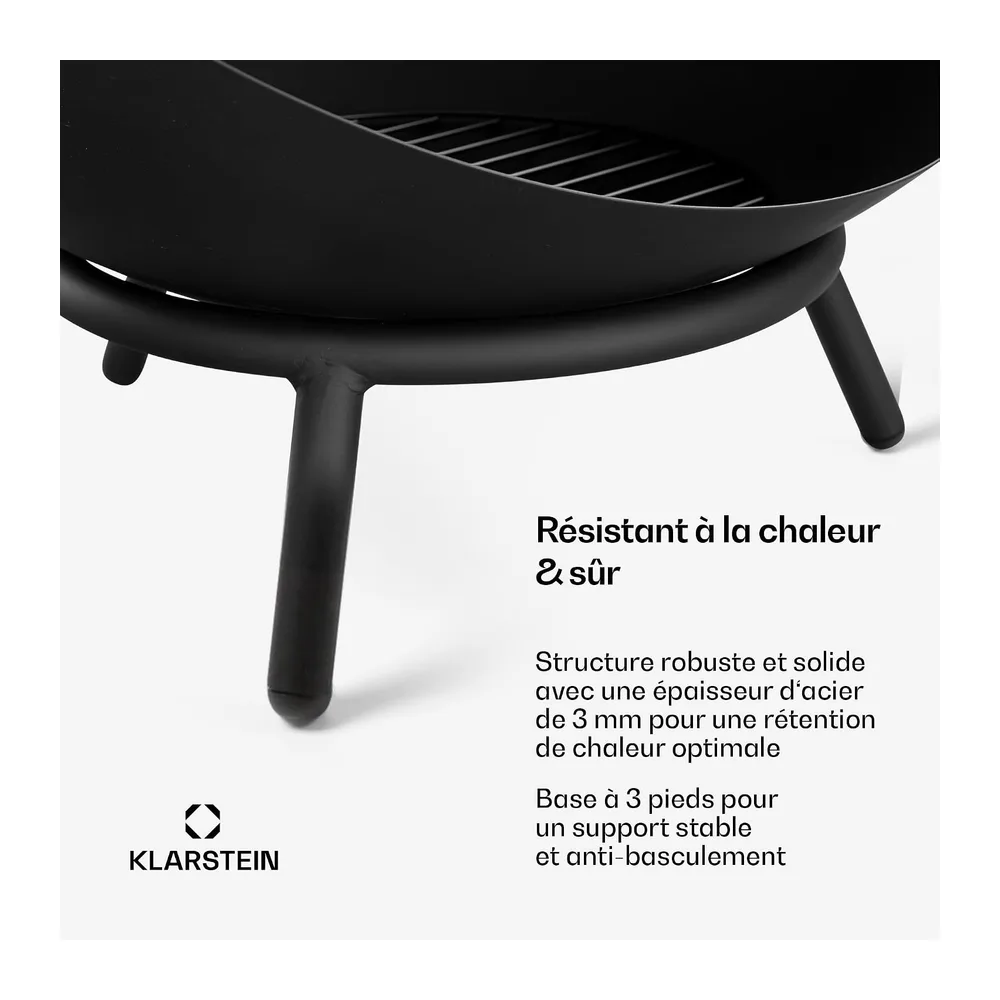 blumfeldt Fireball 66 cm Brasero - Brasero en Acier avec Design 2-en-1 inclinable, Acier