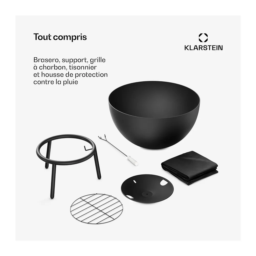 blumfeldt Fireball 66 cm Brasero - Brasero en Acier avec Design 2-en-1 inclinable, Acier
