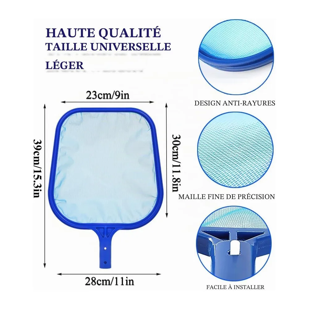 Epesl 182 cm Épuisette de Piscine, Épuisette à Feuilles Filet de Écumoire Fines avec