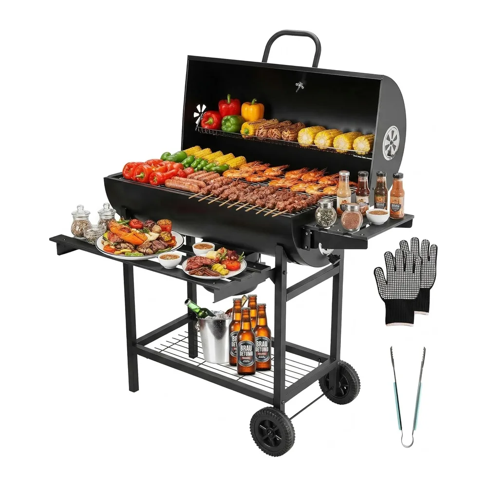 DEWINNER Barbecue au Charbon, Grille XXL, Gants & Pince Offerts, Évents Réglables, Tiroir