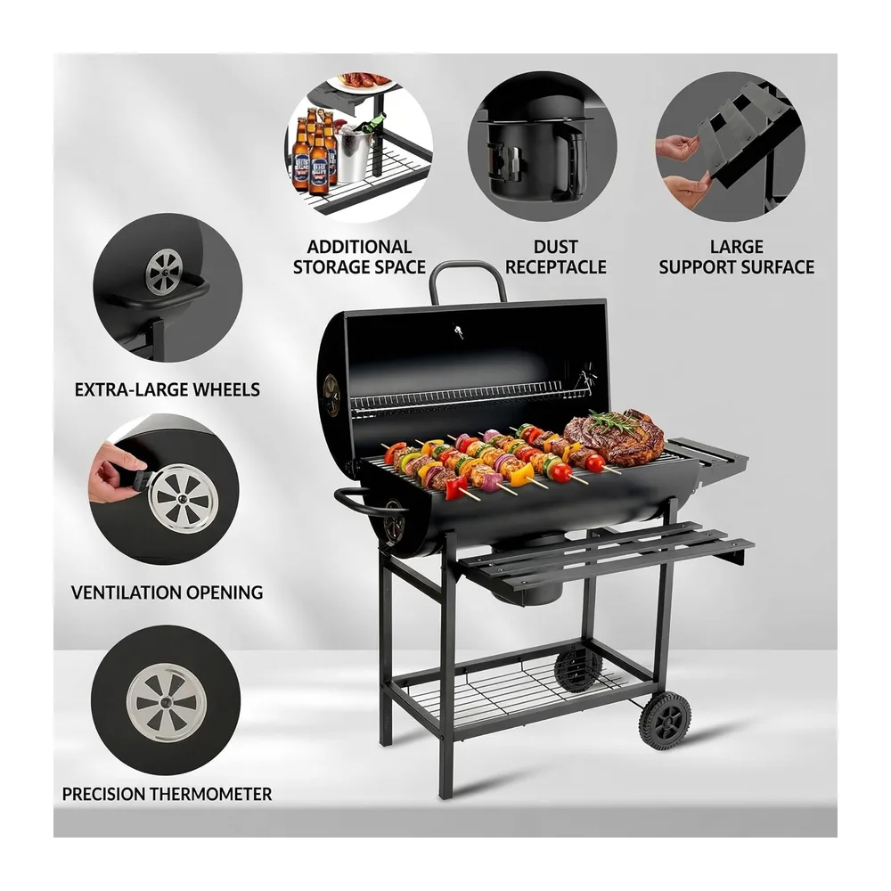 DEWINNER Barbecue au Charbon, Grille XXL, Gants & Pince Offerts, Évents Réglables, Tiroir