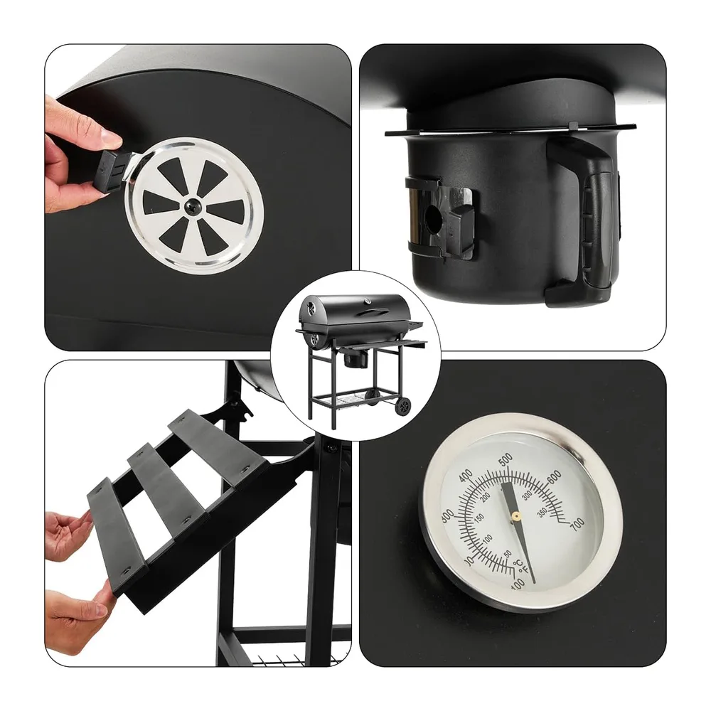 DEWINNER Barbecue au Charbon, Grille XXL, Gants & Pince Offerts, Évents Réglables, Tiroir
