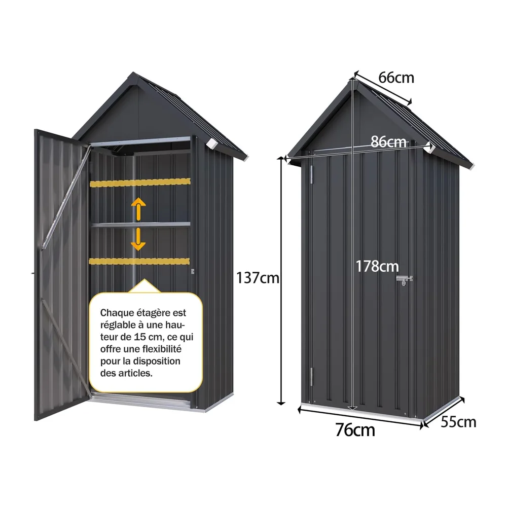 YODOLLA Abri de Jardin Métal,Cabane de Rangement Tout Climat,Armoire Jardin