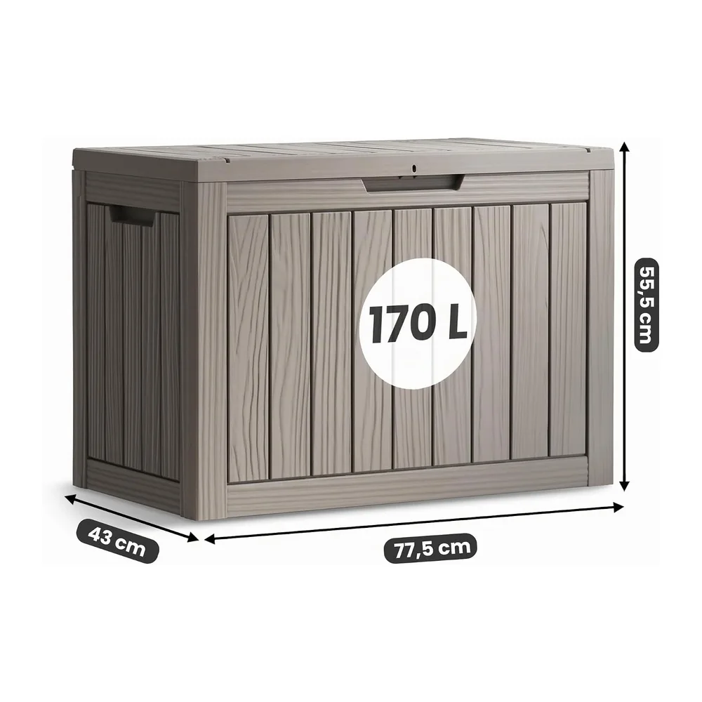 AKORD Coffre de Jardin Imperméable 170L, Boîte de Rangement Extérieur pour Balcon et