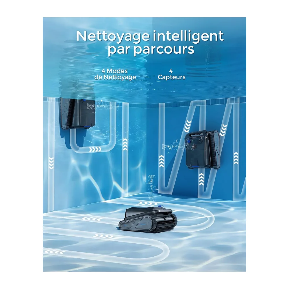 (2026) Y50SE Robot Piscine Fond et Parois, Ligne d'eau, Robot de Piscine sans Fil, 120Min