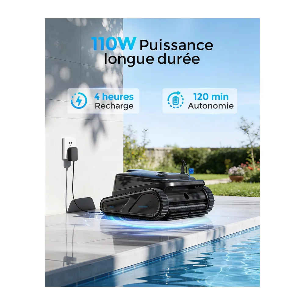 (2026) Y50SE Robot Piscine Fond et Parois, Ligne d'eau, Robot de Piscine sans Fil, 120Min
