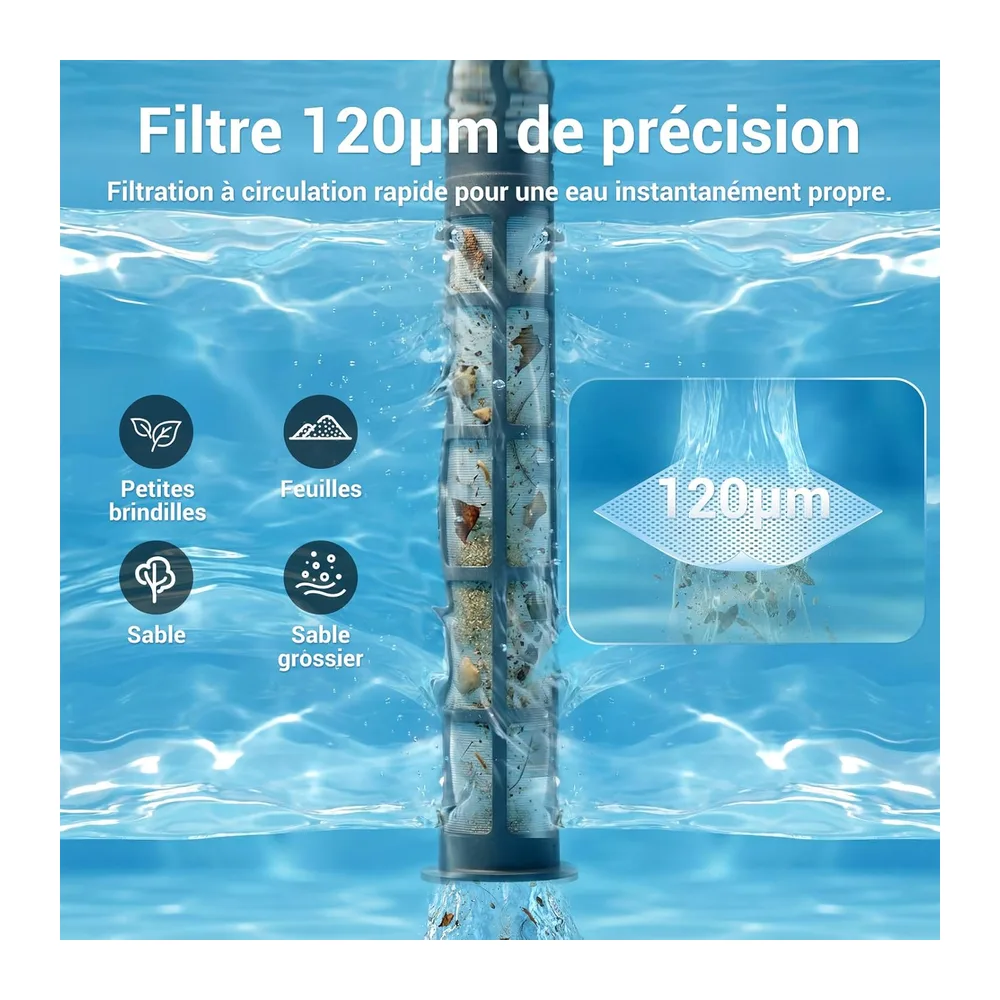 Aspirateur de Piscine sans Fil 2 en 1 – Aspirateur de Piscine Rechargeable avec 60