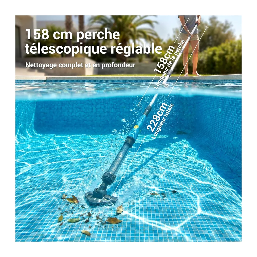Aspirateur de Piscine sans Fil 2 en 1 – Aspirateur de Piscine Rechargeable avec 60