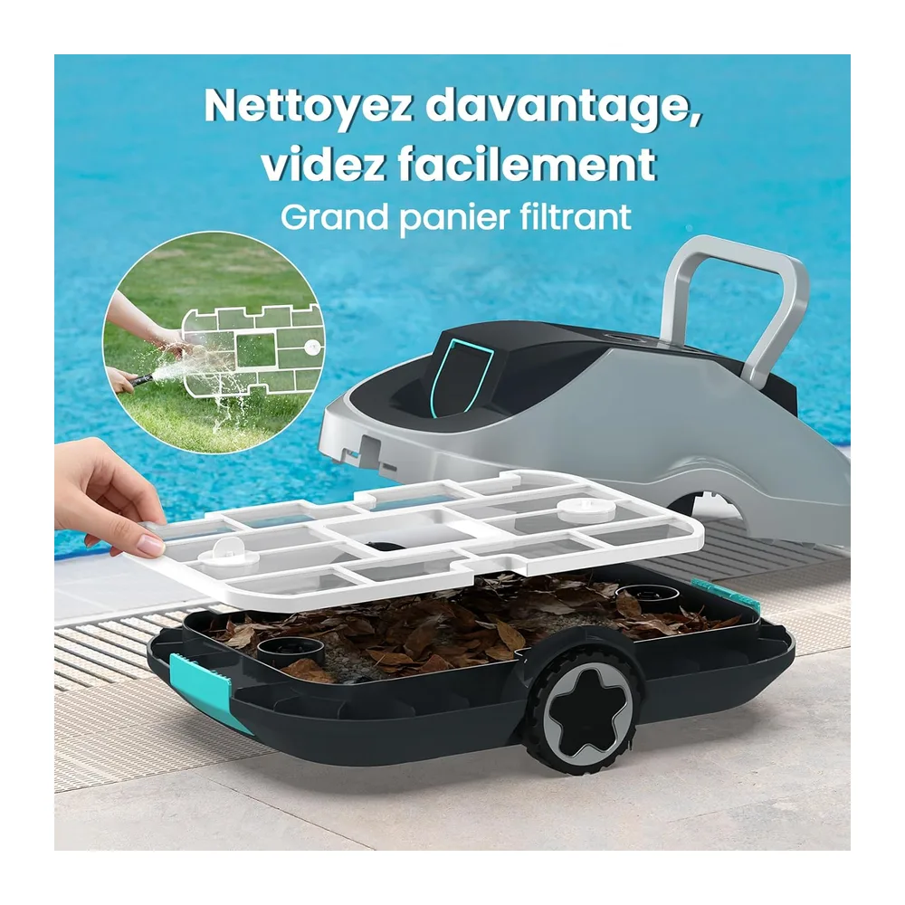 Robot Piscine sans Fil, Robot aspirateur Piscine sans Fil, 200Min d’Autonomie, Retour