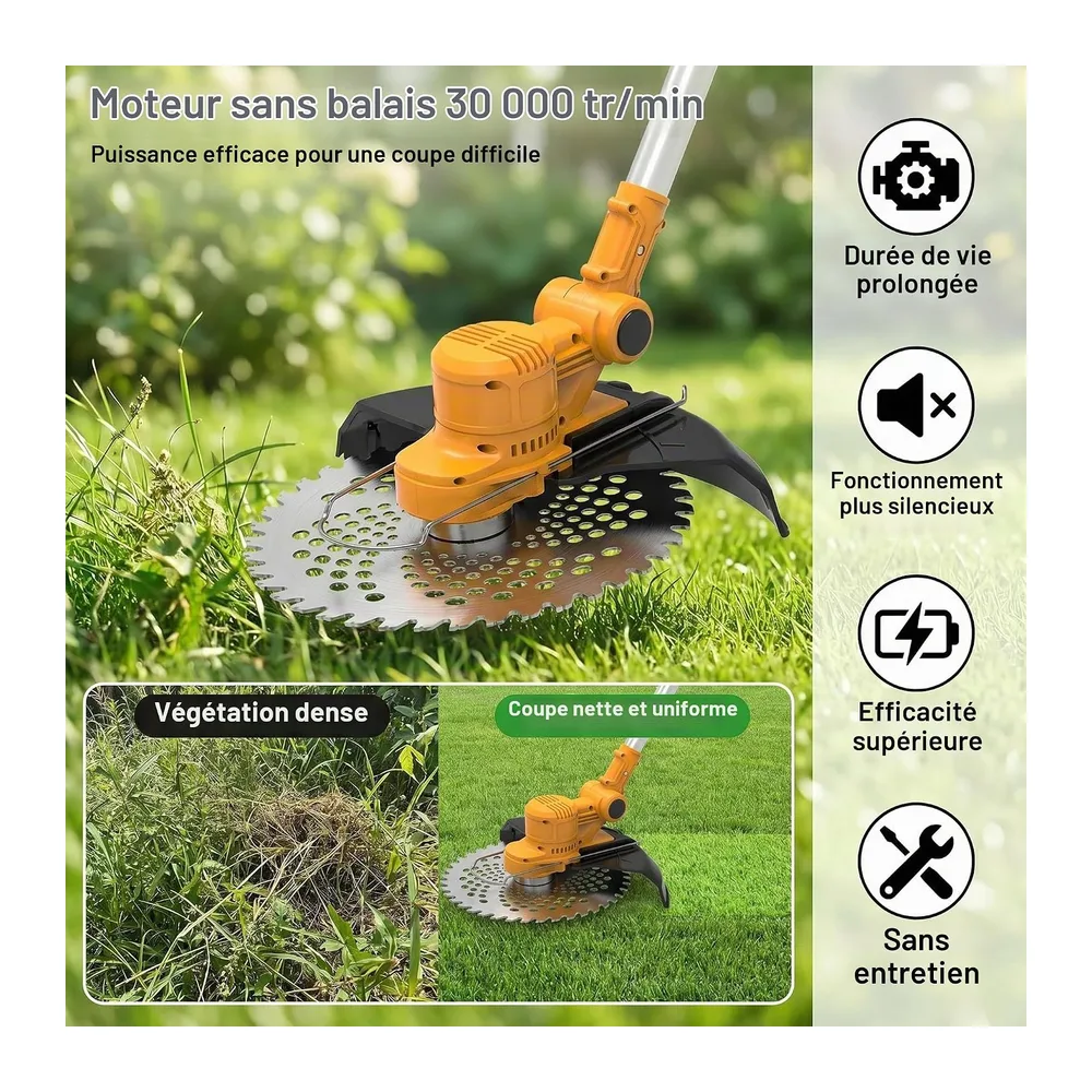 Fiutazge Coupe Bordure sans Fil avec 2 Batteries 21V 4.0Ah, Débroussailleuse Electrique