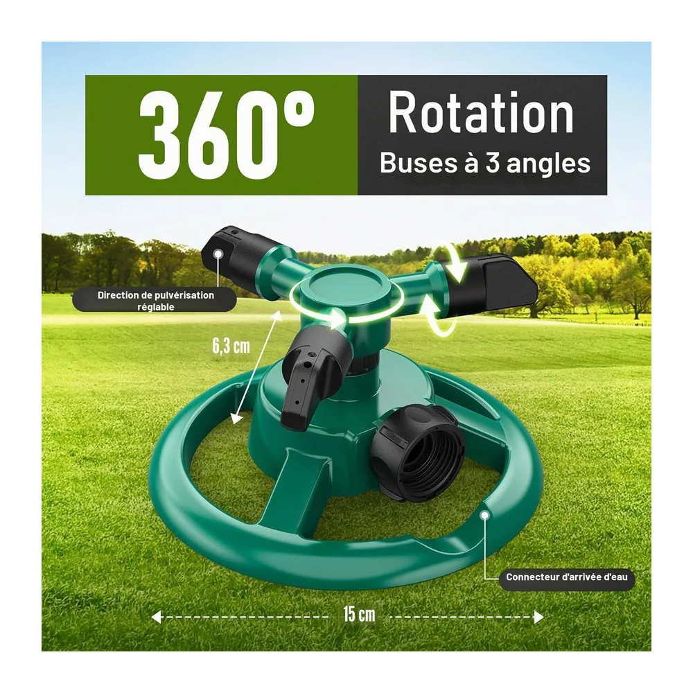 Arrosage Automatique pour Jardin,Arroseur Jardin,Arroseur de Pelouse Automatique Rotatif