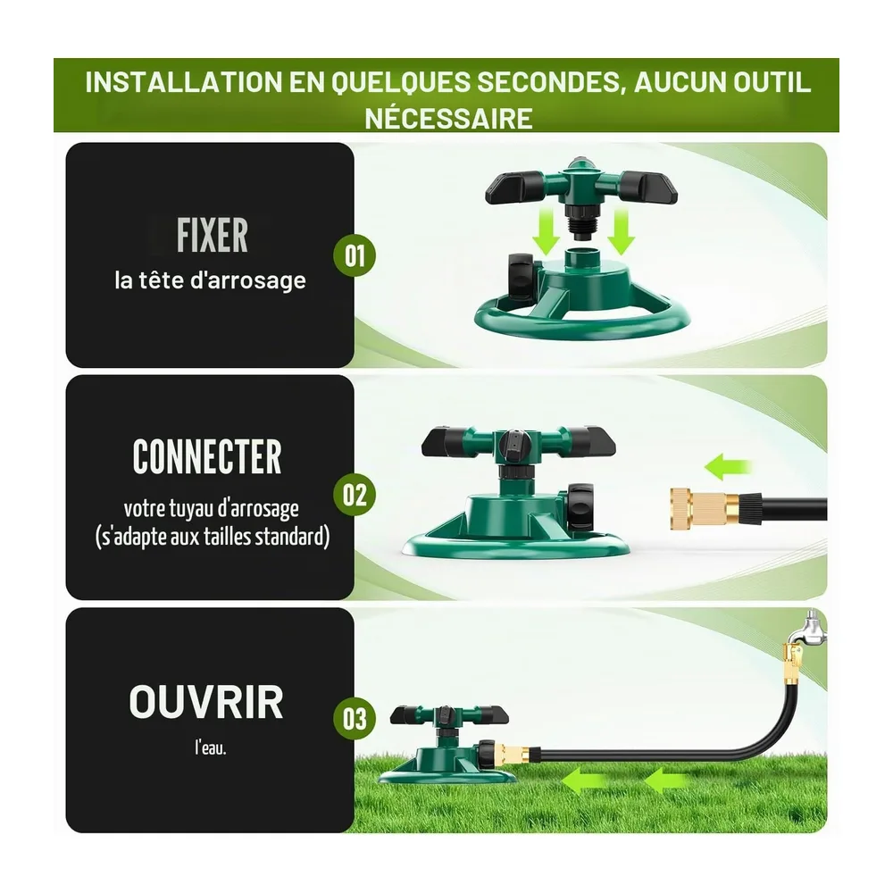 Arrosage Automatique pour Jardin,Arroseur Jardin,Arroseur de Pelouse Automatique Rotatif
