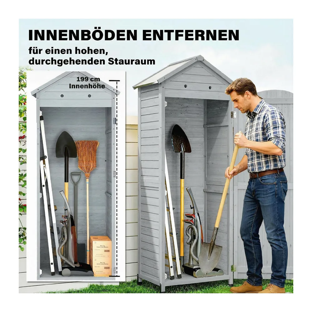 Outsunny Armoire de Jardin Extra Haute Remise à Outils 85x58x213cm Gris