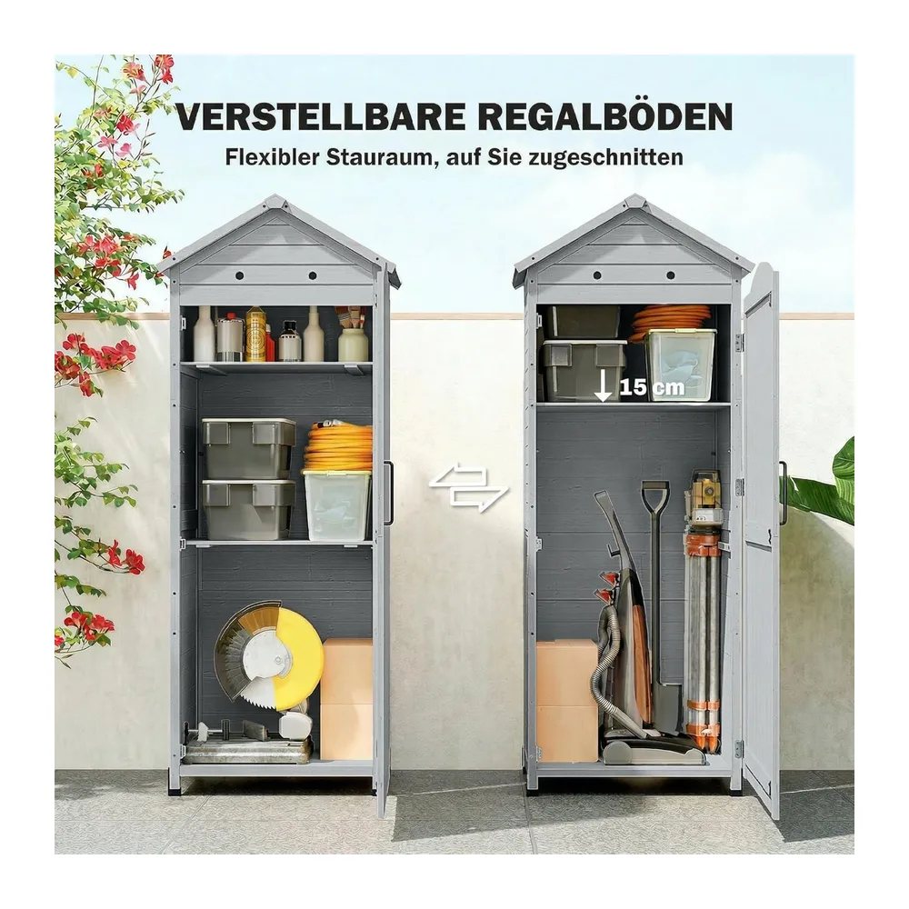 Outsunny Armoire de Jardin Extra Haute Remise à Outils 85x58x213cm Gris
