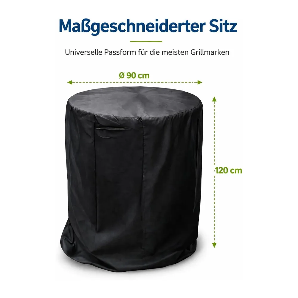 Housse de Barbecue Ronde en Polyester Grande Taille Ø90×120 cm – imperméable, Anti-UV et