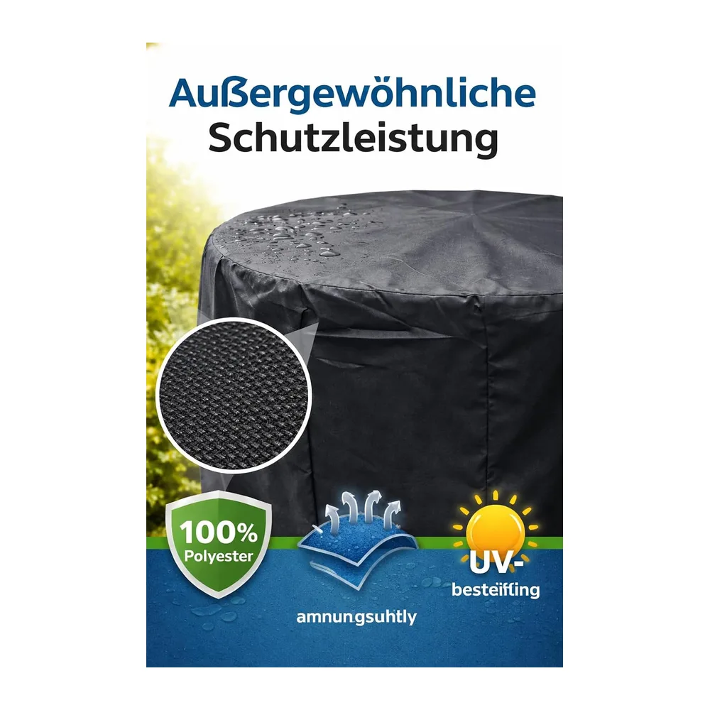 Housse de Barbecue Ronde en Polyester Grande Taille Ø90×120 cm – imperméable, Anti-UV et