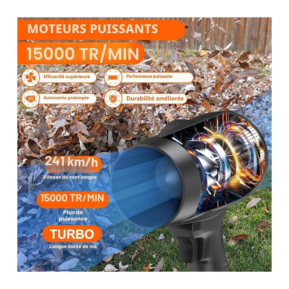 Souffleur Batterie, Mini Souffleur à Feuilles sans Fil 130,000 TR/Min avec Batteries de