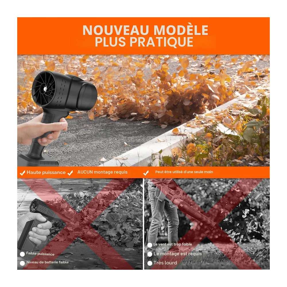 Souffleur Batterie, Mini Souffleur à Feuilles sans Fil 130,000 TR/Min avec Batteries de