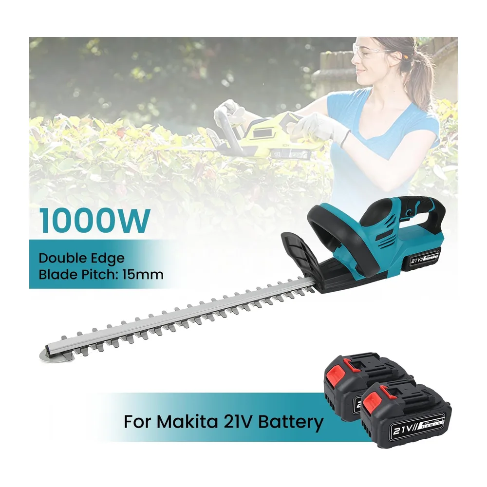 Taille Haie sans Fil 21V, 1000W Taille Haie Batterie avec Batteries 6,0 Ah, Lame Double