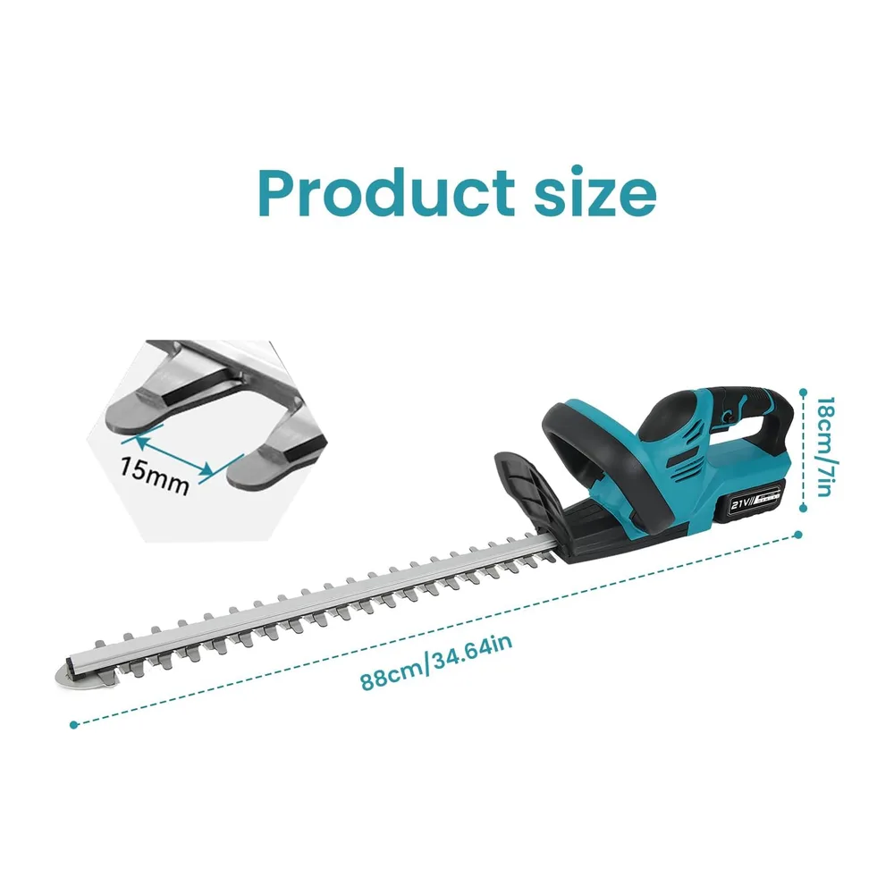 Taille Haie sans Fil 21V, 1000W Taille Haie Batterie avec Batteries 6,0 Ah, Lame Double