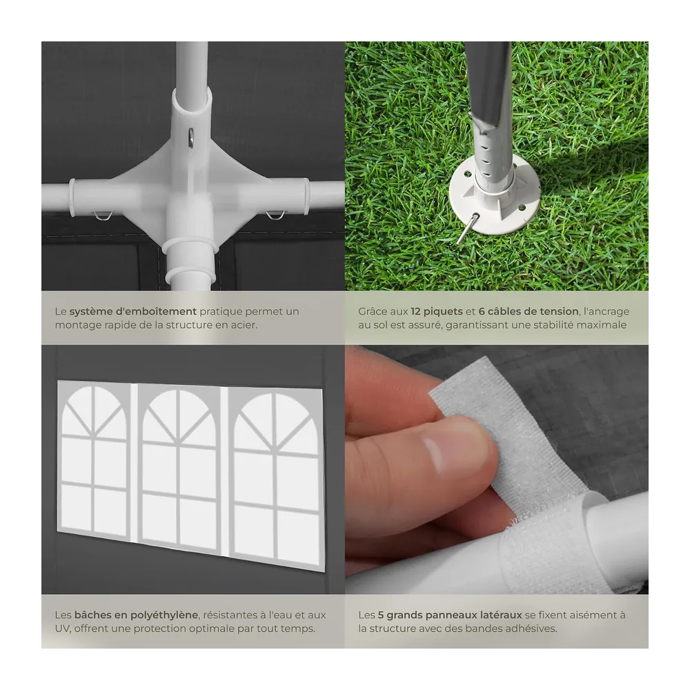 tectake® Tonnelle de Jardin Exterieur 6x3m Tente de Reception Protection UV 30+, Barnum