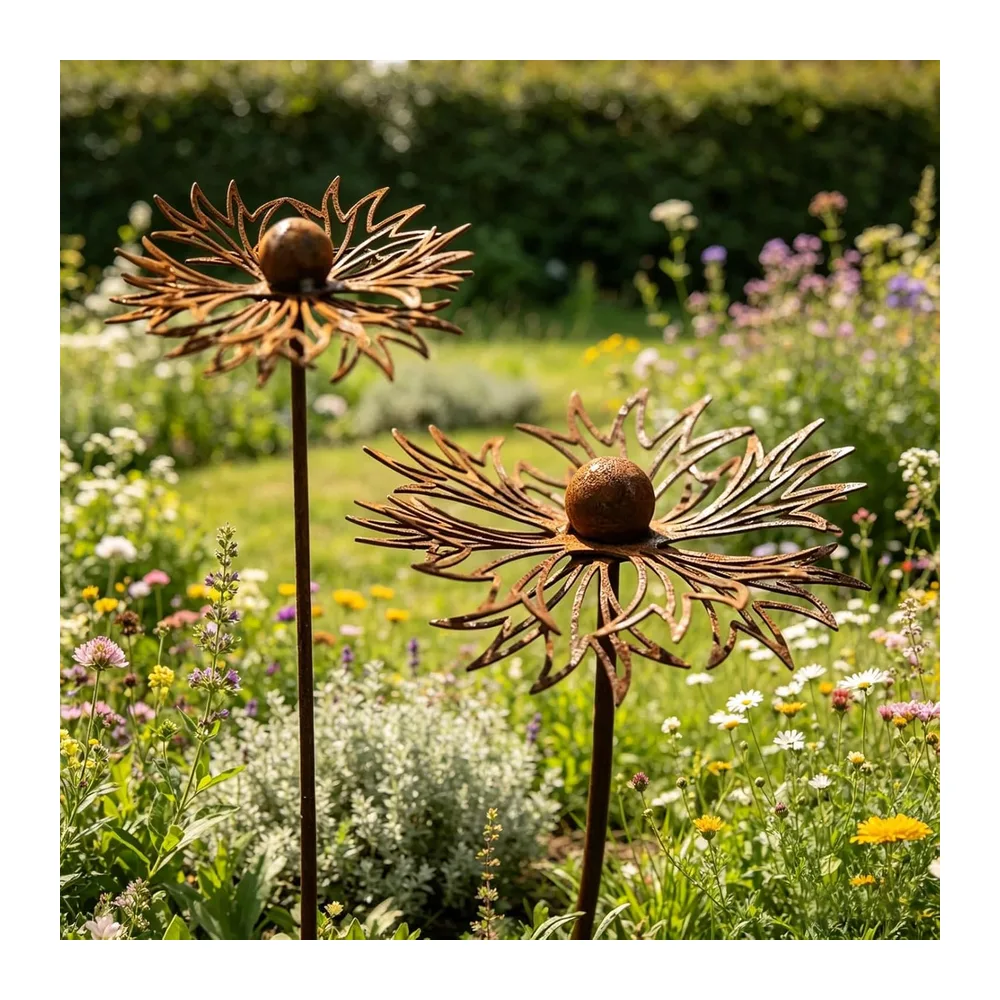 Décoration Jardin,2 Pièces Piquet de Jardin,Piquets Décoratifs en Fer,Piquets de Jardins