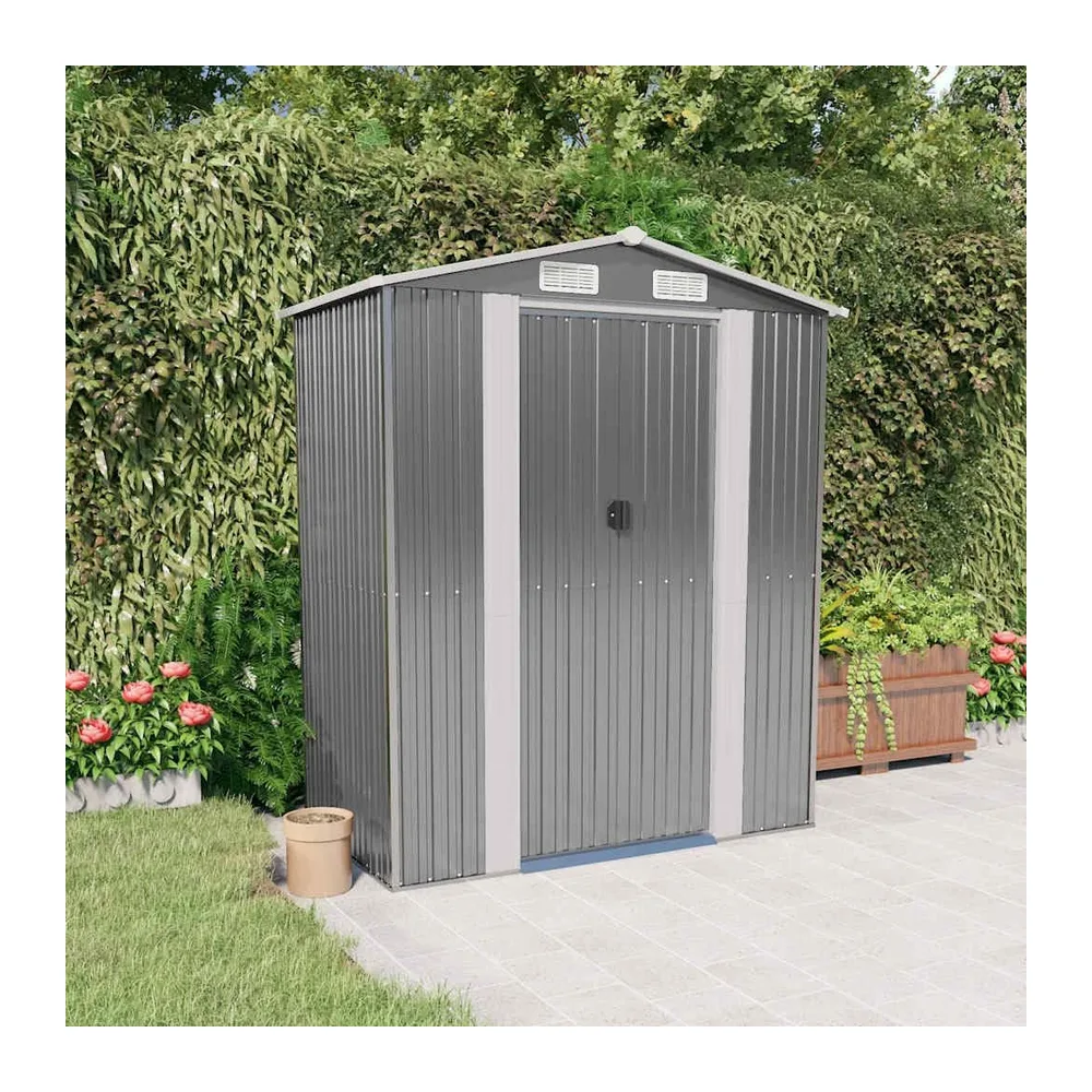 Abri de Jardin Gris Clair 192x108x223 cm Métal galvanisé,Cabanes & abris de