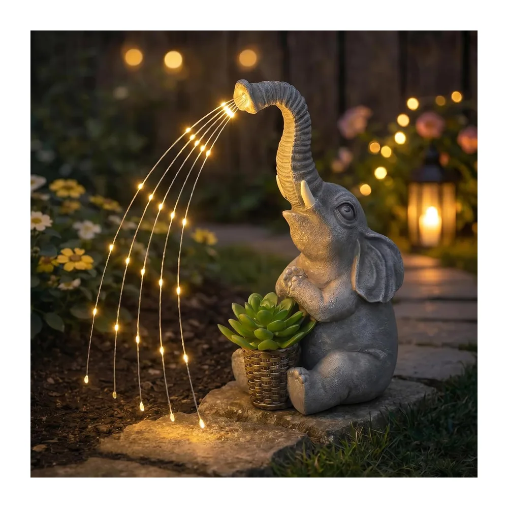 Hoikwo Statue Éléphant Solaire – Décoration Jardin Extérieur