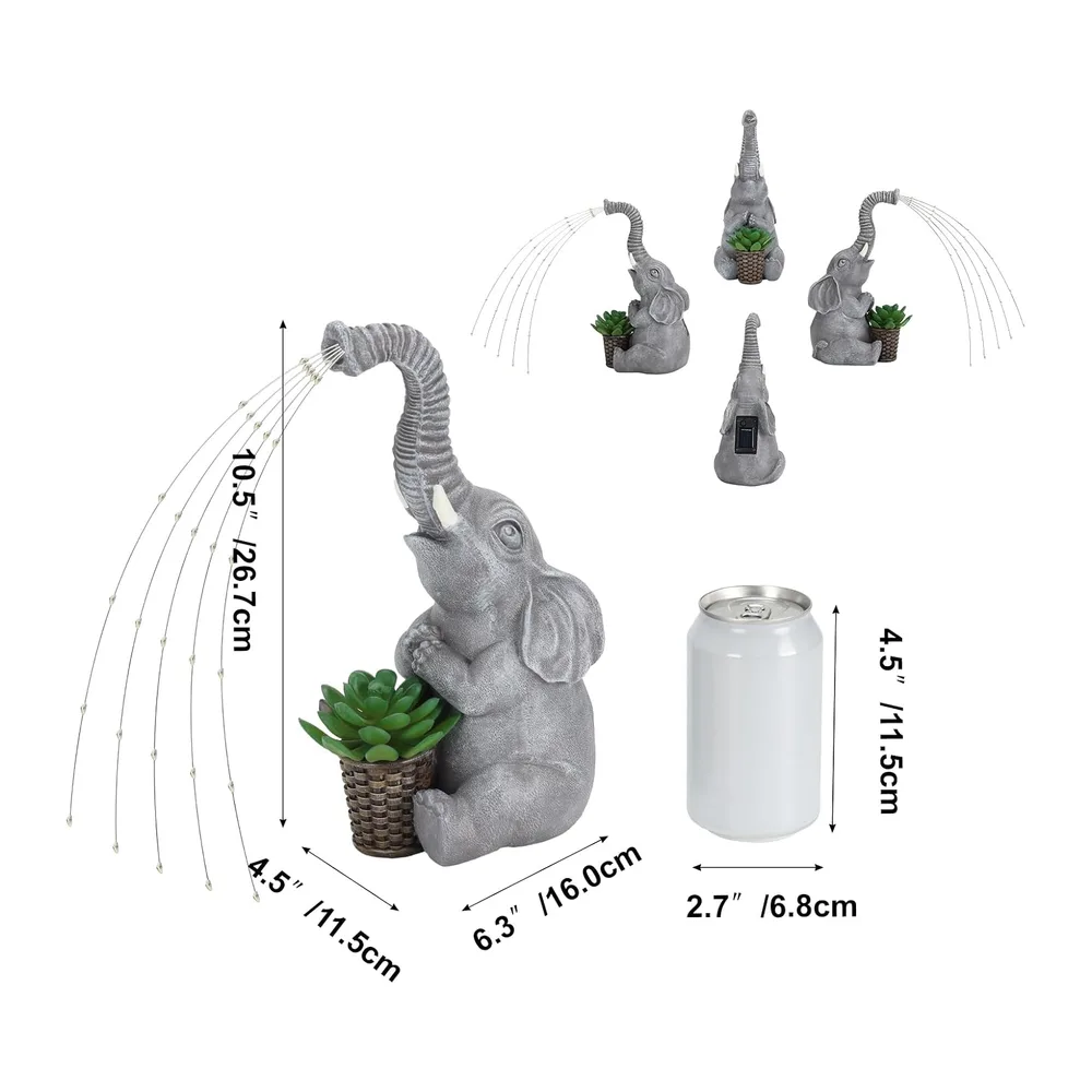 Hoikwo Statue Éléphant Solaire – Décoration Jardin Extérieur
