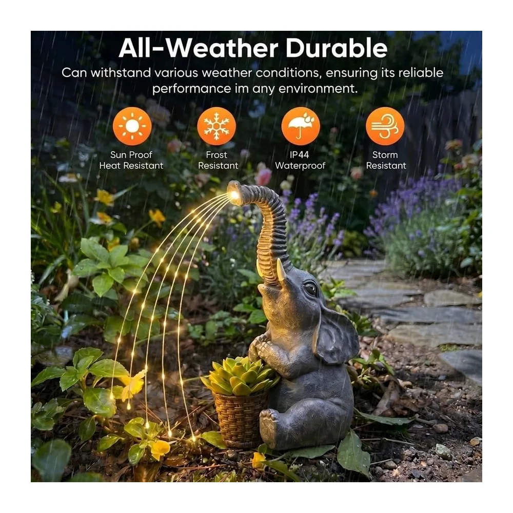 Hoikwo Statue Éléphant Solaire – Décoration Jardin Extérieur